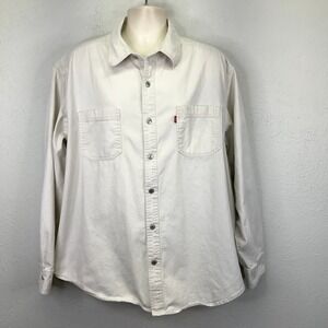 Levi's Jeans Button Down Shirt Mens XXL Cream Long Sleeve Workwear Cotton 81061‎